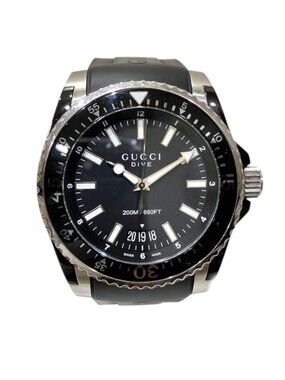 Gucci Watch SS Rubber Quartz Black Dial 136.2